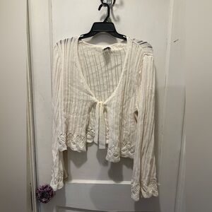 ARULA NWT Cream Lace Trim Knit Cardigan
